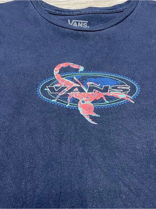 Vintage Vans Scorpion Graphic T-Shirt Navy Blue Y2K Skate Tee Small - Picture 2 of 8
